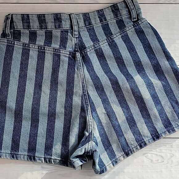 Zara shorts blue denim striped high rise Women's Size 4 - Picture 3 of 8